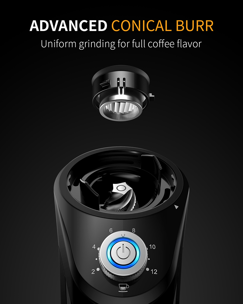Electric Burr Coffee Grinder 2.0, Adjustable Burr Mill with 16 Precise Grind  Set