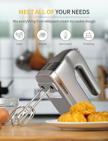 DmofwHi Hand Mixer Electric,5-Speed Mixer Electric Handheld with 6  Stainless Steel Accessories and Storage Case, Electric Mixer for Cake,  Cream