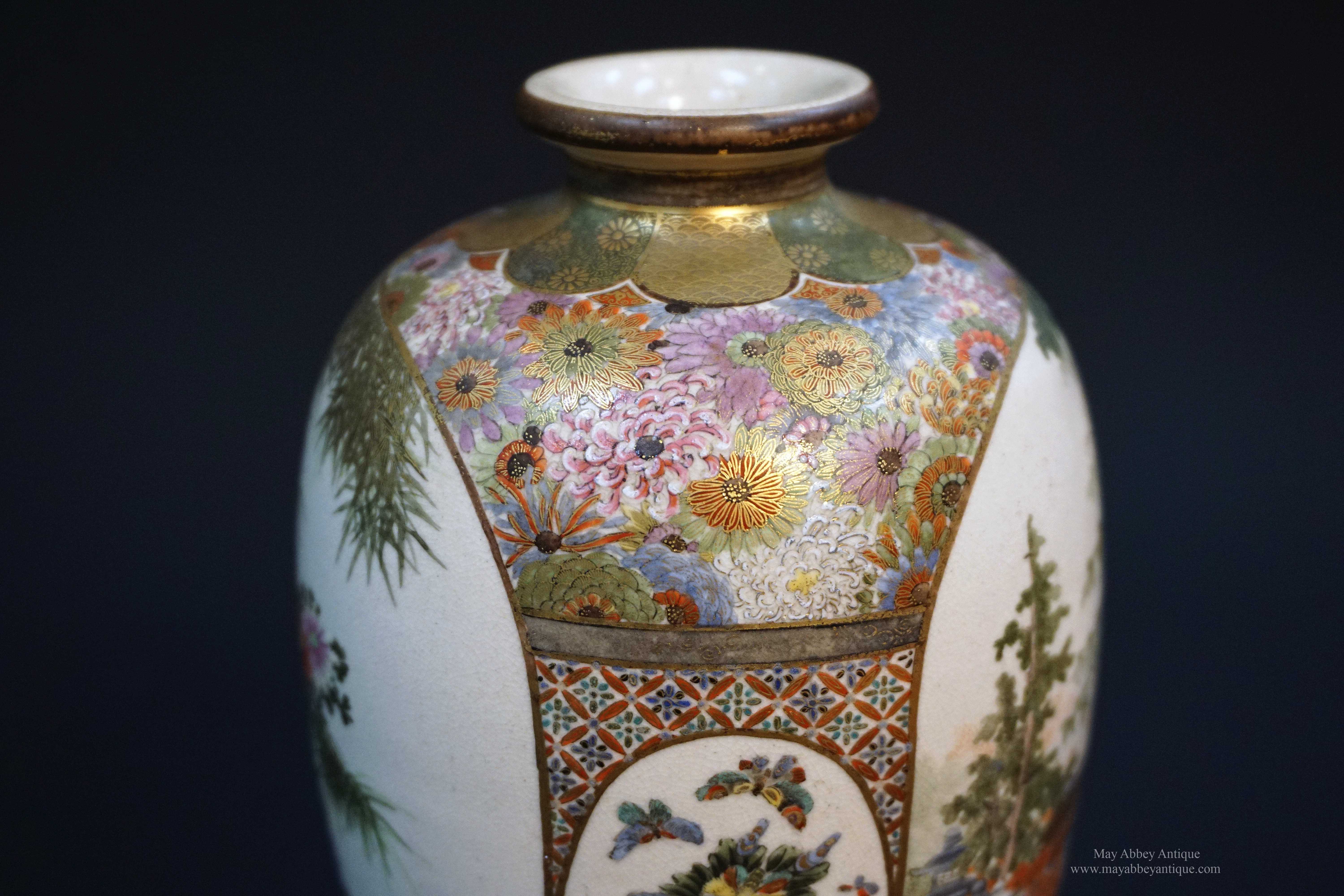 五月庄园西洋古董1865-1912年日本明治时期出品底有“周山”款签名白色 