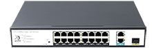 16 Ports 10/100Mbps PoE Switch with 2 Gigabit RJ45 and 1 SFP Uplink 