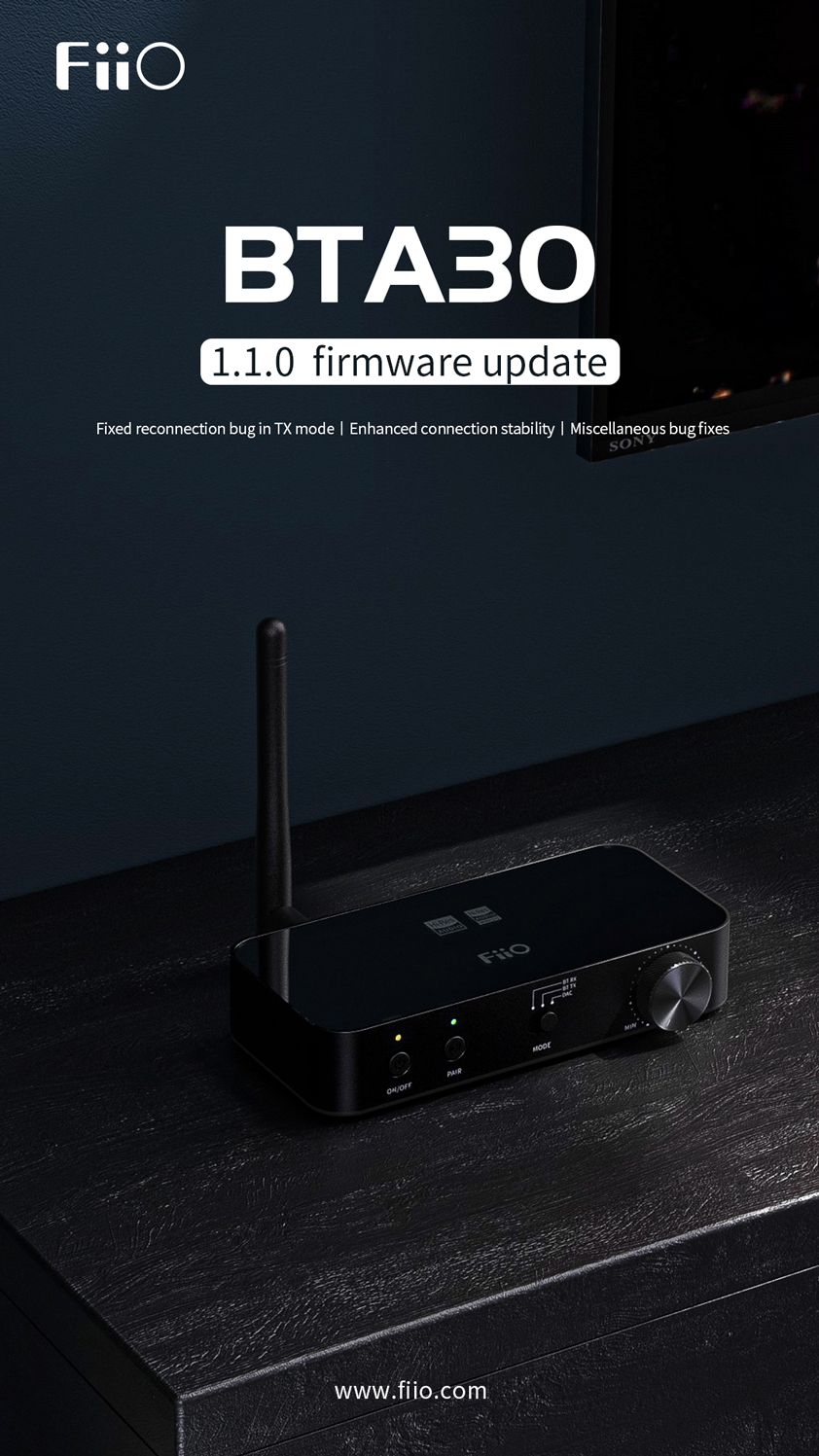 New firmware] The new firmware FW1.1 for BTA30 is now available 