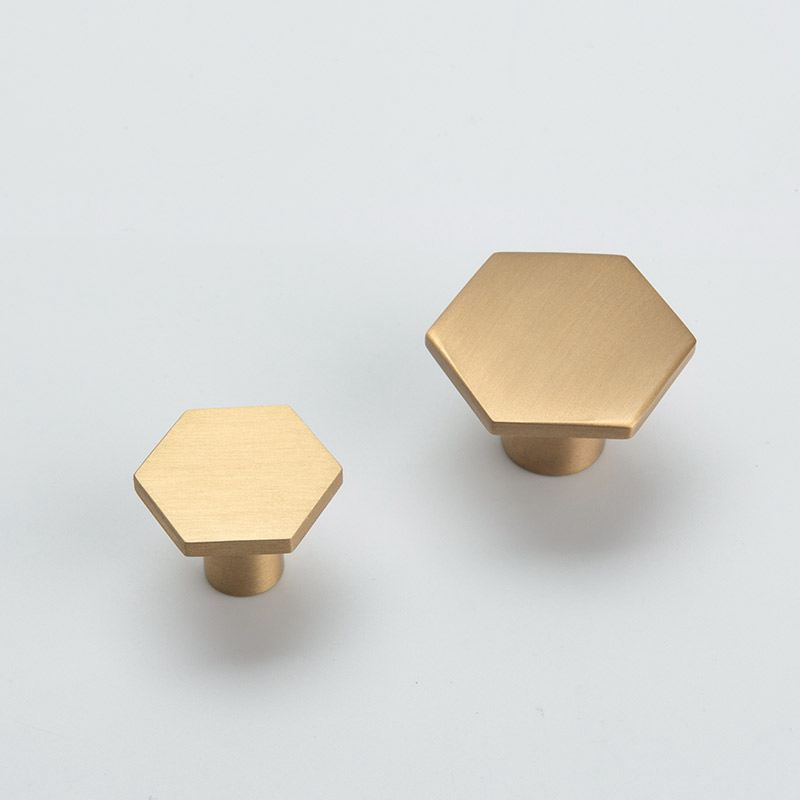 Karcy Brass Cabinet Knobs 0.87 Hexagon Gold Pack of 4