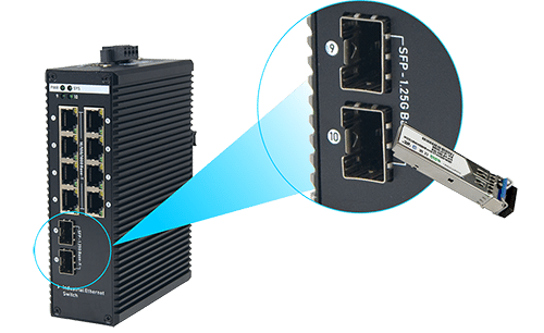 8 Ports industrial POE switch with 2 gigabit sfp